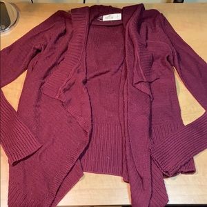 Hollister burgundy hooded open cardigan